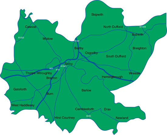 Selby Direct distribution map